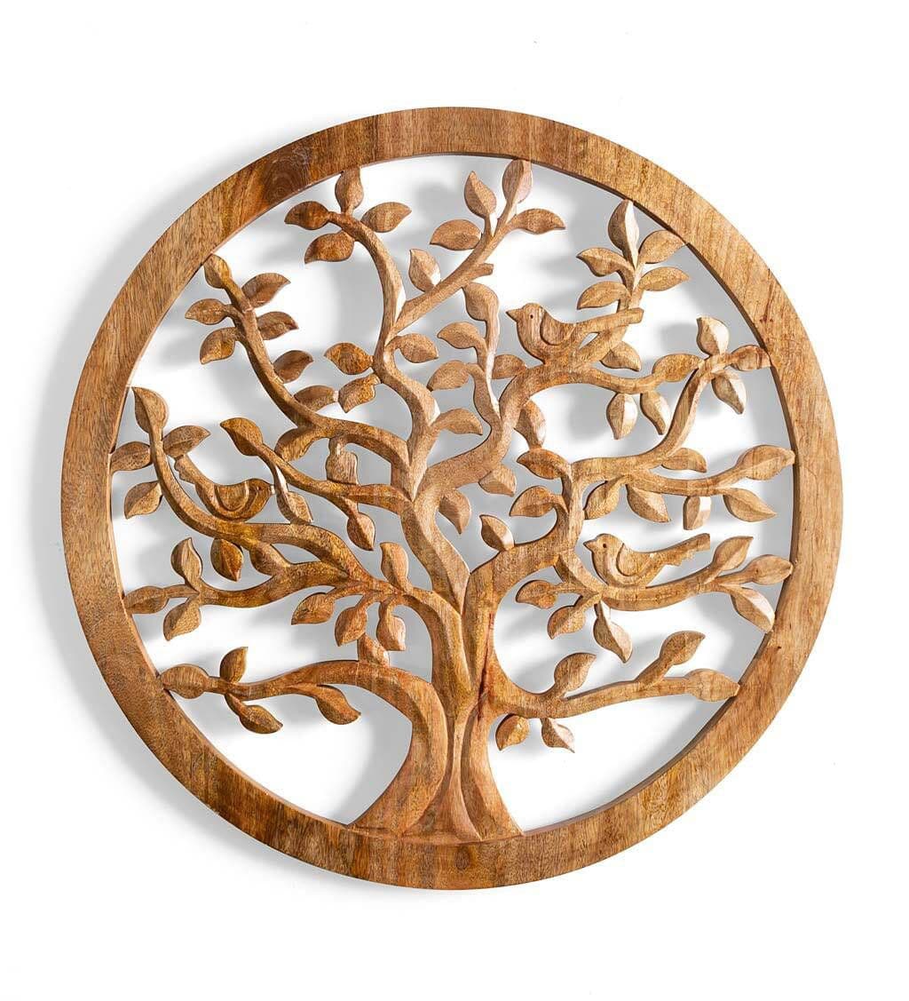 Wooden Carved Tree Of Life Wall Art | Tree carving, Wooden wall decor ...