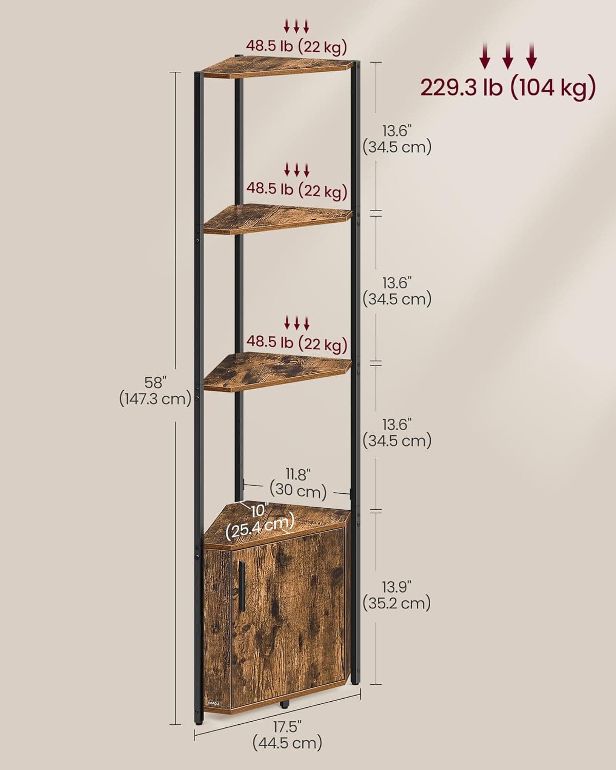 VASAGLE Corner Shelf with Storage, 5-Tier Corner India | Ubuy
