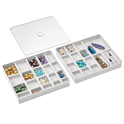 mDesign Stackable Plastic Storage Jewelry Box - 2 Organizer Trays with ...