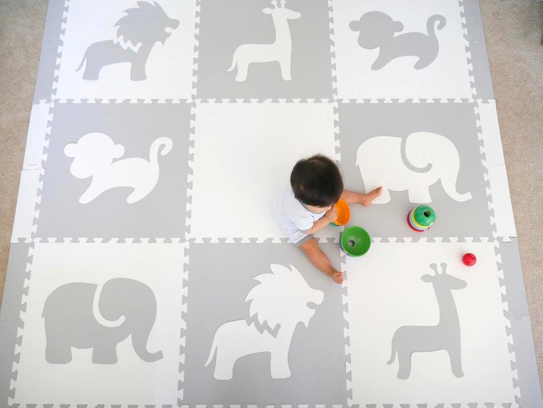 SoftTiles Foam Play Mat Safari Animals Premium Interlocking Foam Large ...
