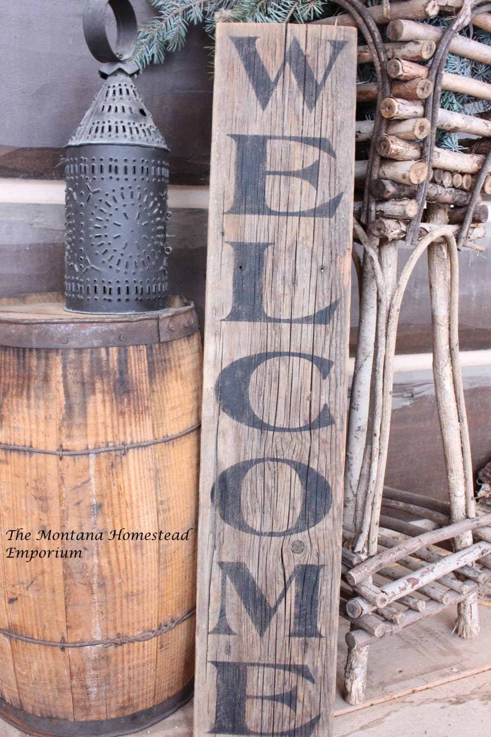 Vertical Welcome sign rustic welcom sign by TheMontanaHomestead