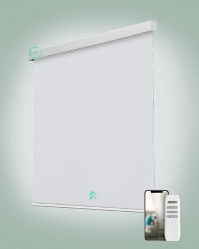 Yoolax Motorized Blinds with Remote, Waterproof Automatic Blinds for Windows 100% Blackout Smart Shades Work with Alexa, Motorized Roller Shades Customized Size for Home, Office, Bathroom(White)