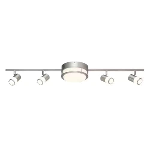 Hampton Bay Greyrock 3.47 ft. 4-Light Matte Black Integrated LED Fixed ...