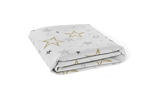Kushies Baby 100% Breathable Cotton Percale Baby Crib Sheet, Fully Elasticized - Made in the USA 28" x 52" Multi Golden Star