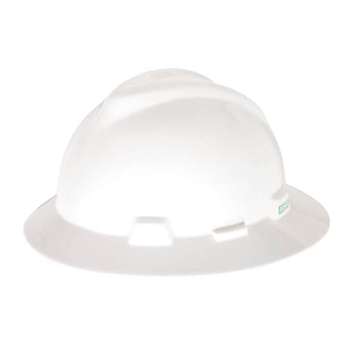 MSA V-Gard White Full Brim Hard Hat with Fas-Trac Suspension ...