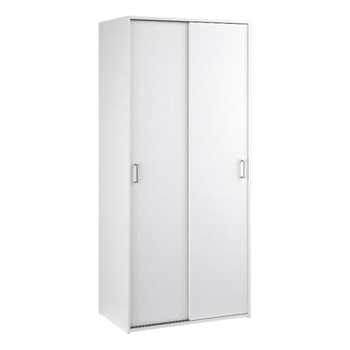 Tall White 2 Door Sliding Mirrored Wardrobe - Verona - Furniture123
