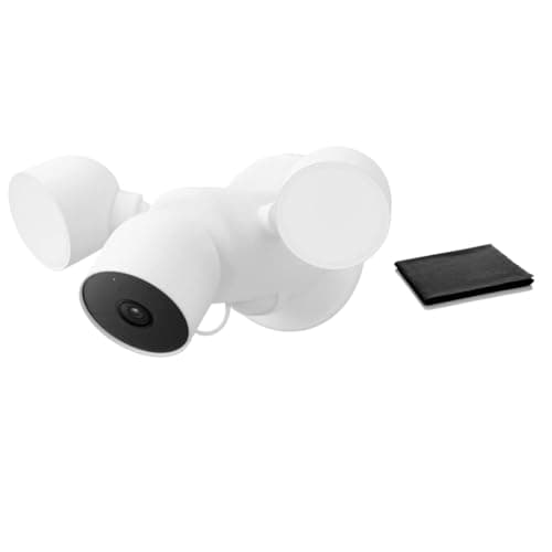Google Nest Cam with Floodlight - Outdoor Camera - Floodlight Security Camera - Wired, Snow, 1 Count (Pack of 1)