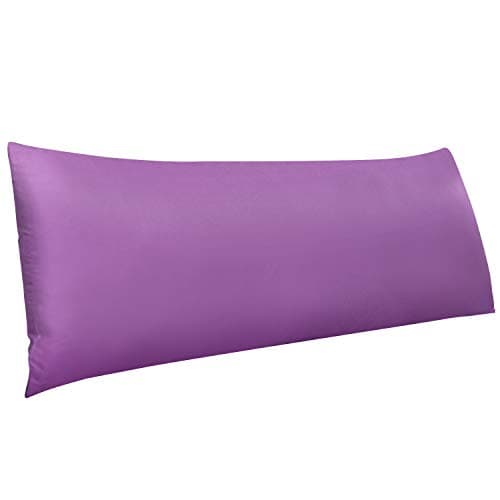 NTBAY Zippered Satin Body Pillow Pillowcase, Silky Slip Cooling Body Pillow Cover, Long Side Hidden Zipper, 20x54 Inches, Purple