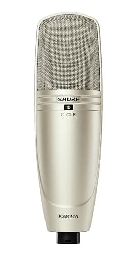 Shure KSM44A Multi-Pattern Condenser Microphone - Large Diaphragm Side-Address Mic with Subsonic Filter, Prethos Advanced Preamplifier Technology and 3 Polar Patterns for Great Recording Flexibility