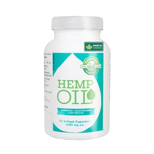 Manitoba Harvest Hemp Seed Oil Softgels, 2,475mg of Plant Based Omegas 3,6 & 9 per serving including GLA, Fish Oil Alternative, 60 Count (Pack of 1)