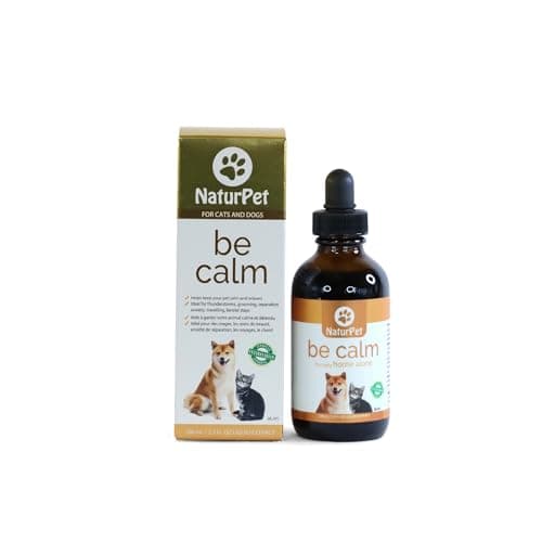 NaturPet Be Calm for Stressed Cats and Dogs | with Ashwagandha, Valerian, & Passionflower | Restlessness, Whining, Drooling | 100mL Herbal Tincture