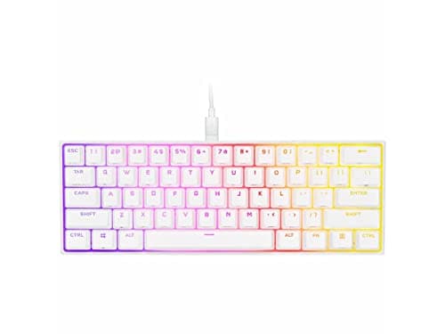 CORSAIR K65 RGB MINI 60% Mechanical Gaming Keyboard-Customizable Per-Key RGB Backlighting-Cherry MX Speed Mechanical Keyswitches-Detachable USB Type-C Cable-White