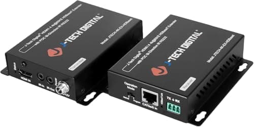 J-Tech Digital HDBaseT HDMI Extender 4K Ultra HD Extender for HDMI 2.0 over Single Cable CAT5e/6A up to 230ft (1080P) 130ft(4K) Supports HDCP 2.2/1.4, RS232, Bi-directional IR and PoE