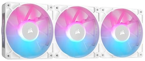 CORSAIR QL Series, iCUE QL120 RGB, 120mm RGB LED PWM White Fan, Triple Fan Kit with Lighting Node CORE