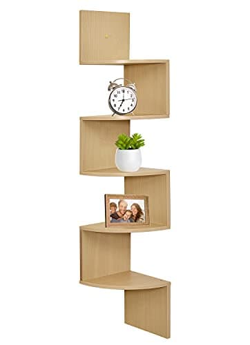 Greenco 5 Tier Wall Mount Floating Corner Shelves | Corner Wall Shelf ...