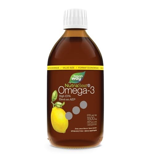 Nature's Way NutraSea hp Omega-3 High EPA – Omega-3 Supplement with Zesty Lemon Flavour – EPA and DHA Fish Oil – Support Healthy Heart and Brain Function in Kids and Adults, 500 ml Liquid