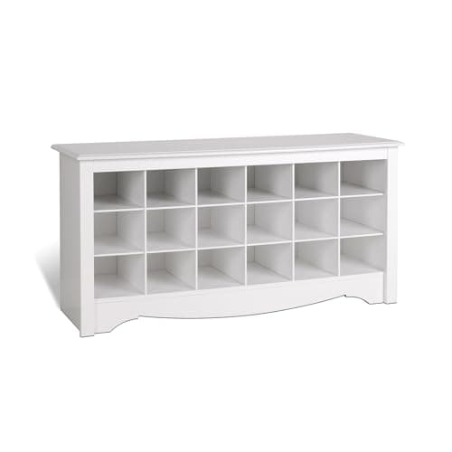 Prepac WSS-4824 Shoe Storage Cubbie Bench, White