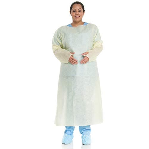 HALYARD Level 2 Isolation Gown, Yellow, Tie Waist, Elastic Cuffs (10 ...