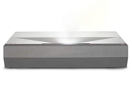 Optoma CinemaX P2 White Smart 4K UHD Laser Projector for Home Theater, 3000 Lumens Superior Image with Laser & 6-Segment Color Wheel, Ultra-Short Throw, Built-in Soundbar, Works w/Alexa & Google