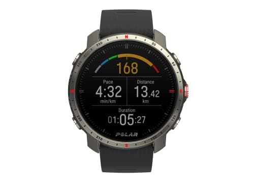 POLAR Grit X Pro Titan - Premium Outdoor GPS Sports Watch - Military-Durability,Wrist-Based Heart Rate Monitor,M/gal,Black/Red - Titan