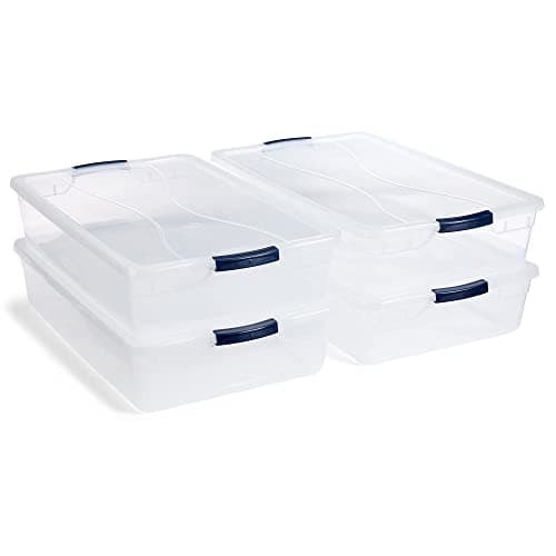 Rubbermaid Large 68 Qt Underbed Plastic Storage Box with Wheels, Clear ...