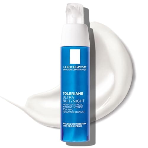 La Roche-Posay Toleriane NIGHT Face cream for Women & Men. Dermallergo Moisturizer for Face, Eyes & Neck. Soothing Ultra Sensitive Skin, Anti-Redness, with Niacinamide & Neurosensine, 40ML