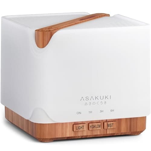 ASAKUKI 500ml Premium, Essential Oil Diffuser, 5 in 1 Ultrasonic Aromatherapy Fragrant Oil Vaporizer Humidifier, 3 Timers and Auto-Off Safety Switch, 7 LED Light Colors