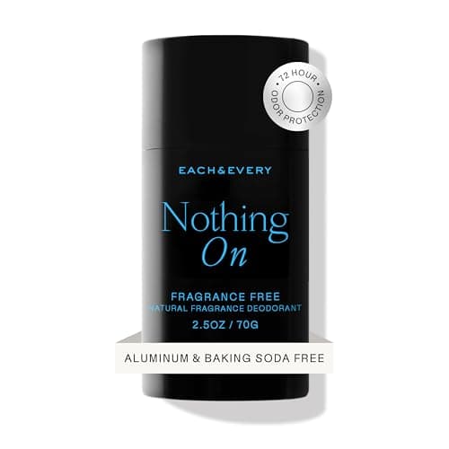Each & Every All Natural 2.5oz Deodorant for Men and Women | Non-Toxic, Aluminum Free, Baking Soda Free, Paraben Free | Vegan, Cruelty Free | Made with Essential Oils, Fragrance Free