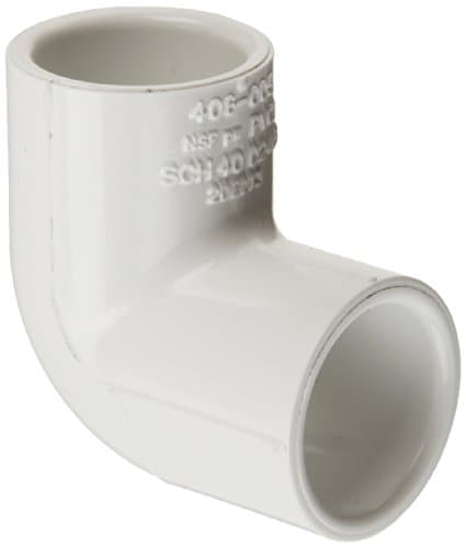 Spears 406 Series PVC Pipe Fitting, 90 Degree Elbow, Schedule 40, White, 1" Socket