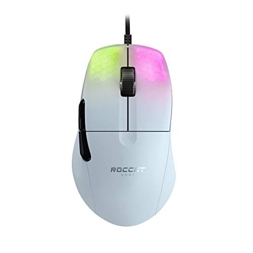 ROCCAT Kone AIMO Remastered PC Gaming Mouse, Optical, RGB Backlit Lighting, 23 Programmable Keys, Onboard Memory, Palm Grip, Owl Eye Sensor, Ergonomic, LED Illumination, Adjustable to 16,000 DPI-White