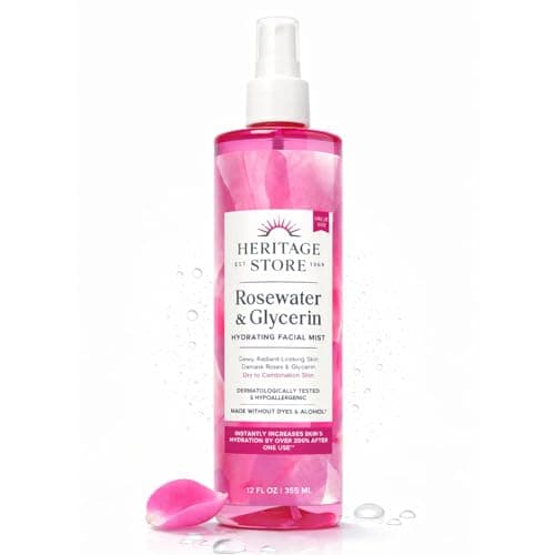 Bruma facial hidratante de agua de rosas y glicerina Heritage Store