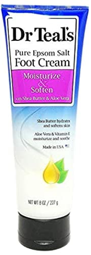 Dr. Teals Pure Epsom Salt Foot Cream, Moisturize & Soften, 8 oz Per Tube