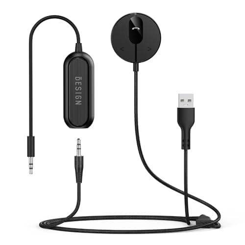 Besign BK01 Bluetooth 4.1 Car Kit Handsfree Wireless Talking & Music Streaming Receiver with Dual Port USB Car Charger and Ground Loop Noise Isolator for Car with 3.5mm AUX Input Port