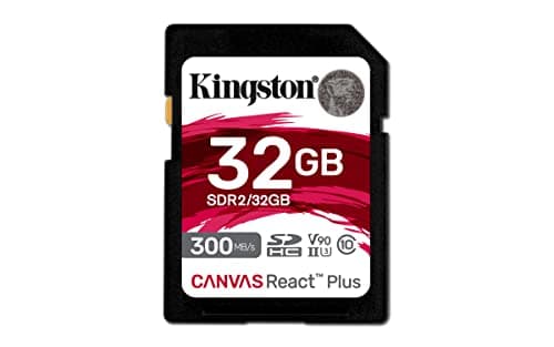 Kingston Canvas React Plus 32GB SD Card | SDHC UHS-II | 300R/260W U3 V90 | Full HD/4K/8K | SDR2/32GB