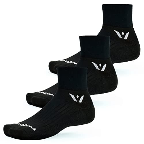 Swiftwick- ASPIRE TWO Running & Cycling Socks, Lightweight, Compression Fit, Black - 3 Pairs, M