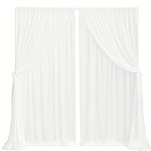 Amazon.com: Ling's moment 10% Transparency White Backdrop Curtains 10ft ...