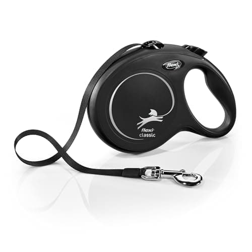 flexi New Classic Retractable Tape Dog Leash size: Small - 16 Ft, Black ...