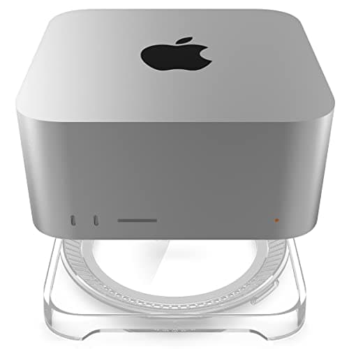 Spigen LD202 Designed for Mac Studio M2 Max, M2 Ultra, M1 Max, M1 Ultra Desktop Stand Mount with Built in Air Filter - Crystal Clear