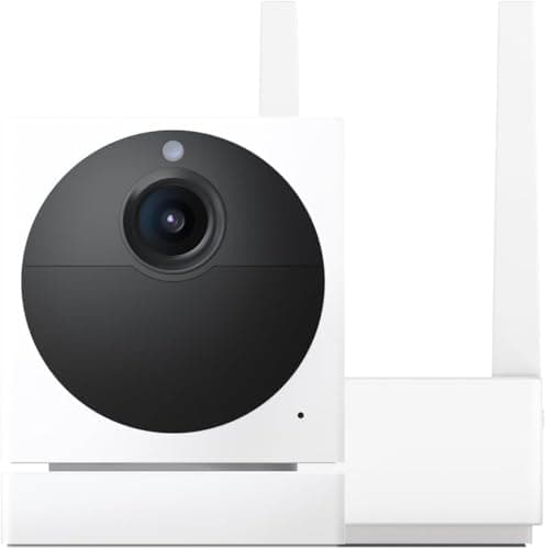 Wyze Cam Outdoor Starter Bundle v2 (Includes Base Station and 1 Camera), 1080p HD Indoor/Outdoor Wire-Free Smart Home Camera with Color Night Vision, 2-Way Audo, Works with Alexa & Google, White