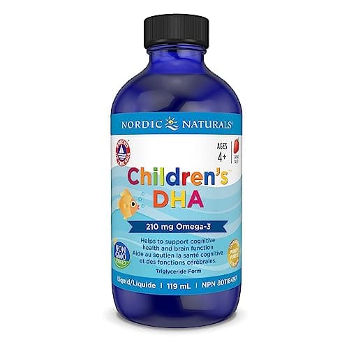 Nordic Naturals Children's DHA Liquid - Strawberry Flavored Fish Oil Supplement Rich In Omega 3 DHA, Supports Heart Health, Brain Development For Children During Critical Years, 119 mL