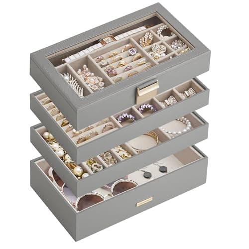 Juego de bandejas apilables para joyas SONGMICS JBC131GY