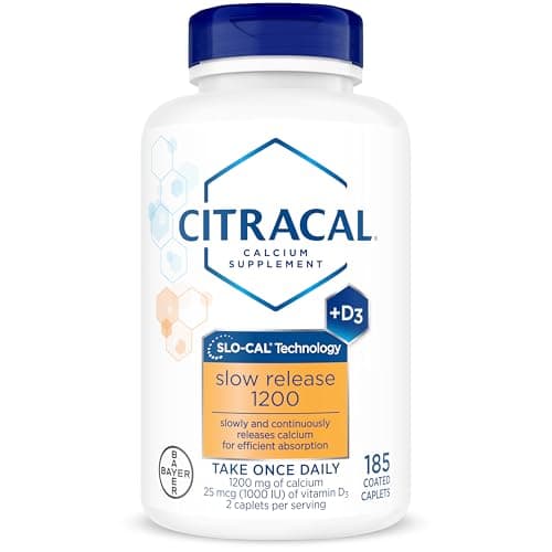 Citracal Slow Release 1200 Calcium with Vitamin D3, Caplets, 185 Count