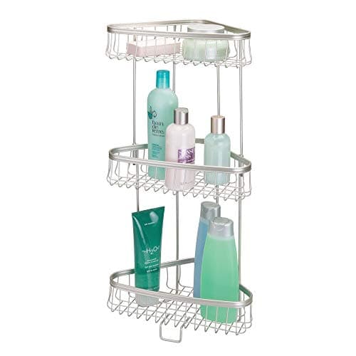 Amazon.com: mDesign Metal 3-Tier Bathroom Corner Shower Shelf - Free ...