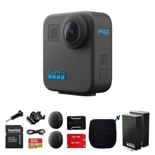 GoPro MAX — Waterproof 360 + Traditional Camera with Touch Screen Spherical 5.6K30 HD Video 16.6MP 360 Photos 1080p Live Streaming Stabilization Black