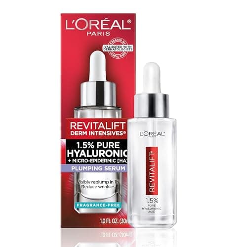 gal’Oréal Paris 1.5% Pure Hyaluronic Acid Face Serum, Hydrates and Plumps Skin, Reduces the Look of Wrinkles, Revitalift, For All Skin Tones & Types, Fragrance Free, Non Comedogenic, 30ml