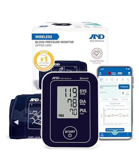 A&D Medical Bluetooth Blood Pressure Monitor for Home Use, UA-651CNBLE – Upper Arm Precise BP Machine – Wide Range Cuff (8.6–16.5” / 22-42 cm), One Click Operation, iOS & Android Compatible, AA Batteries