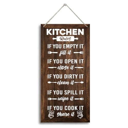 Home & Living Wooden Kitchen Rules Sign Kitchen Decor Signs Rustic ...