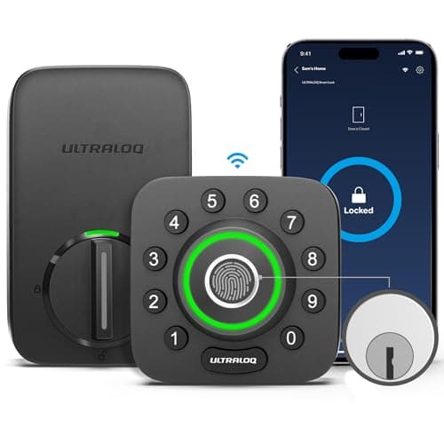 ULTRALOQ U-Bolt Pro WiFi Smart Lock with Door Sensor, 8-in-1 Keyless Entry Door Lock with Fingerprint ID, App Remote Control, Built-in WiFi Keypad Deadbolt, Auto Unlock, IP65 Waterproof, Easy Install