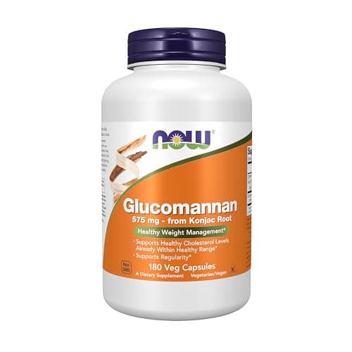 NOW Supplements, Glucomannan (Amorphophallus konjac) 575 mg, Supports Regularity*, Healthy Weight Management*, 180 Veg Capsules