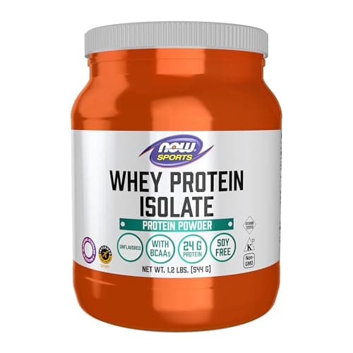 NOW Sports Nutrition, Whey Protein Isolate, 25 g With BCAAs, Unflavored Powder, 544g